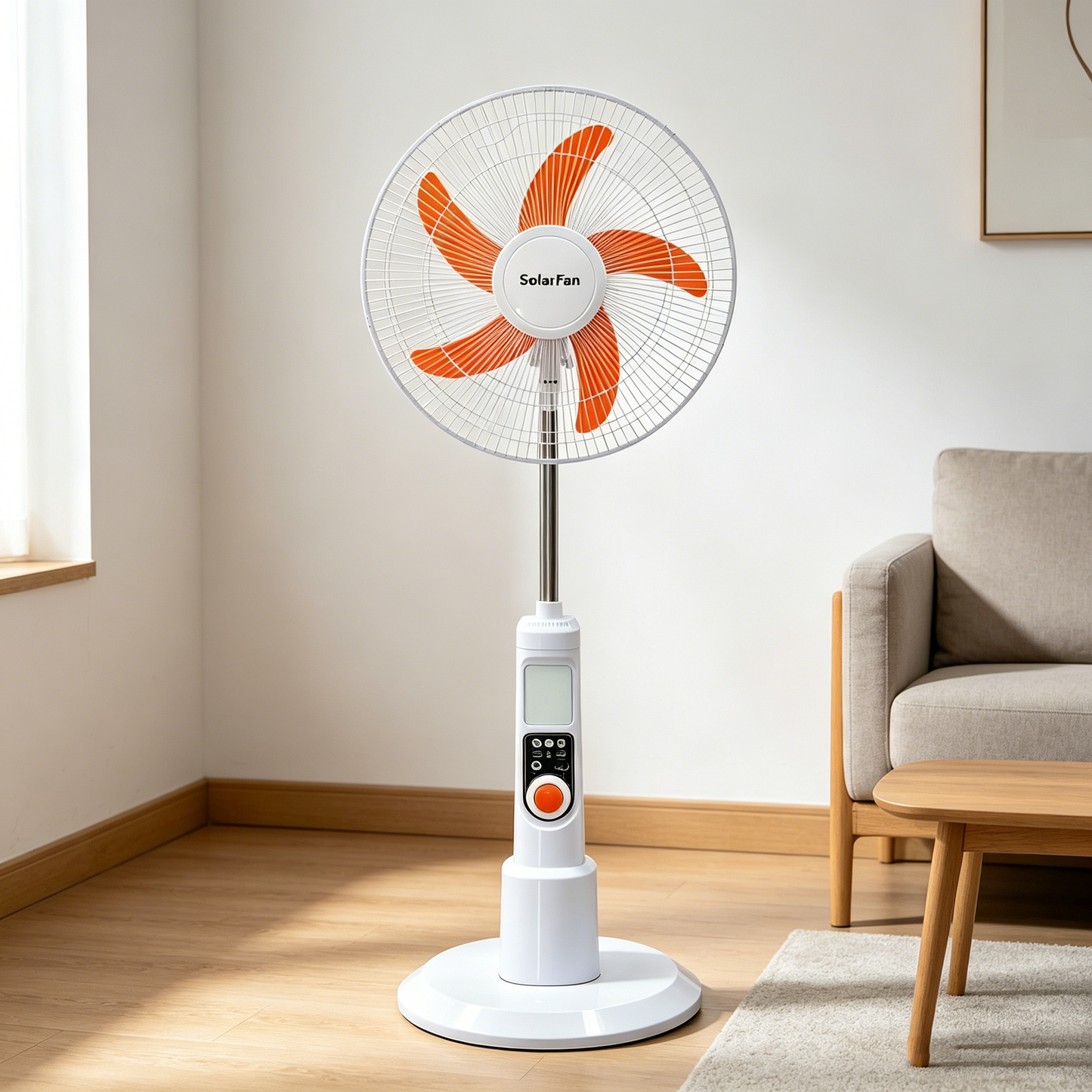 Controlled by buttons and knobs,Three fan speed settings Solar Fan