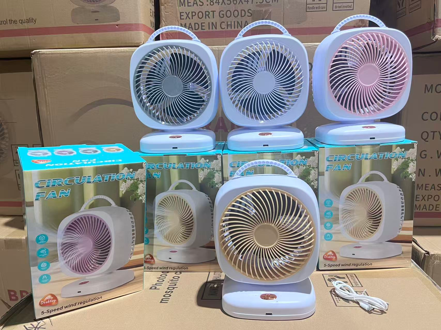 XHS-01 Square Fan – Single Head Type C-Support 5-Speed Adjustment