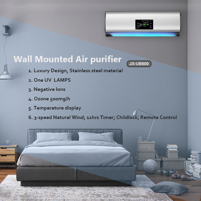 Disinfection Wall Mounted UV Air Sterilizer with Remote Control, Timer to Inactivate Virus, Bacteria, Odor