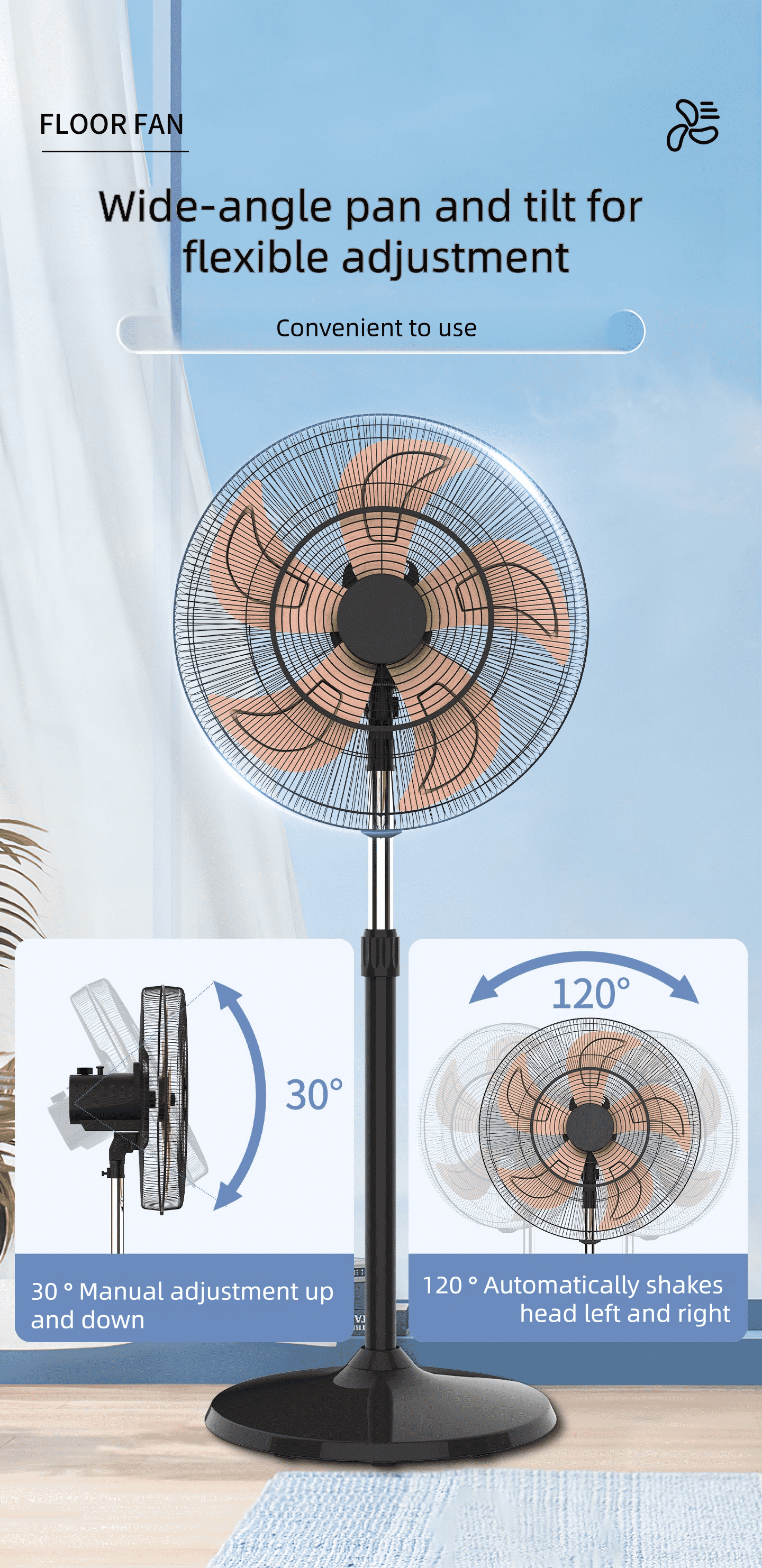 16inch 18inch 20inch Aluminum blade stand fan with strong wind