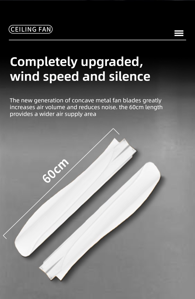 blue white black ceiling fan with durable motor low noise strong wind