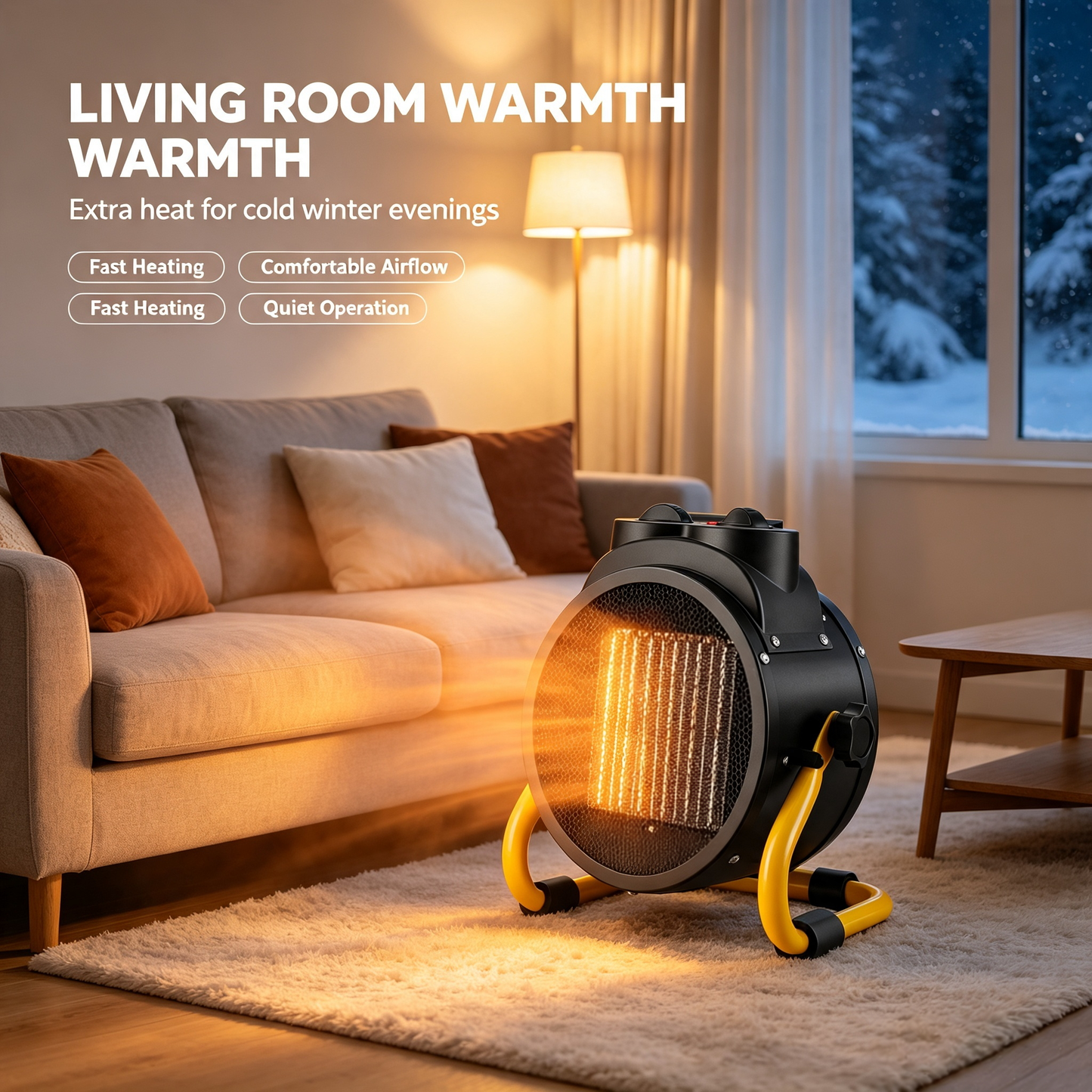 2000W/3000W/5000W  Portable Electric Mini Ceramic Heater PTC Heating Element with Ventilation Lighting Functions for Home Greenhouse Farm