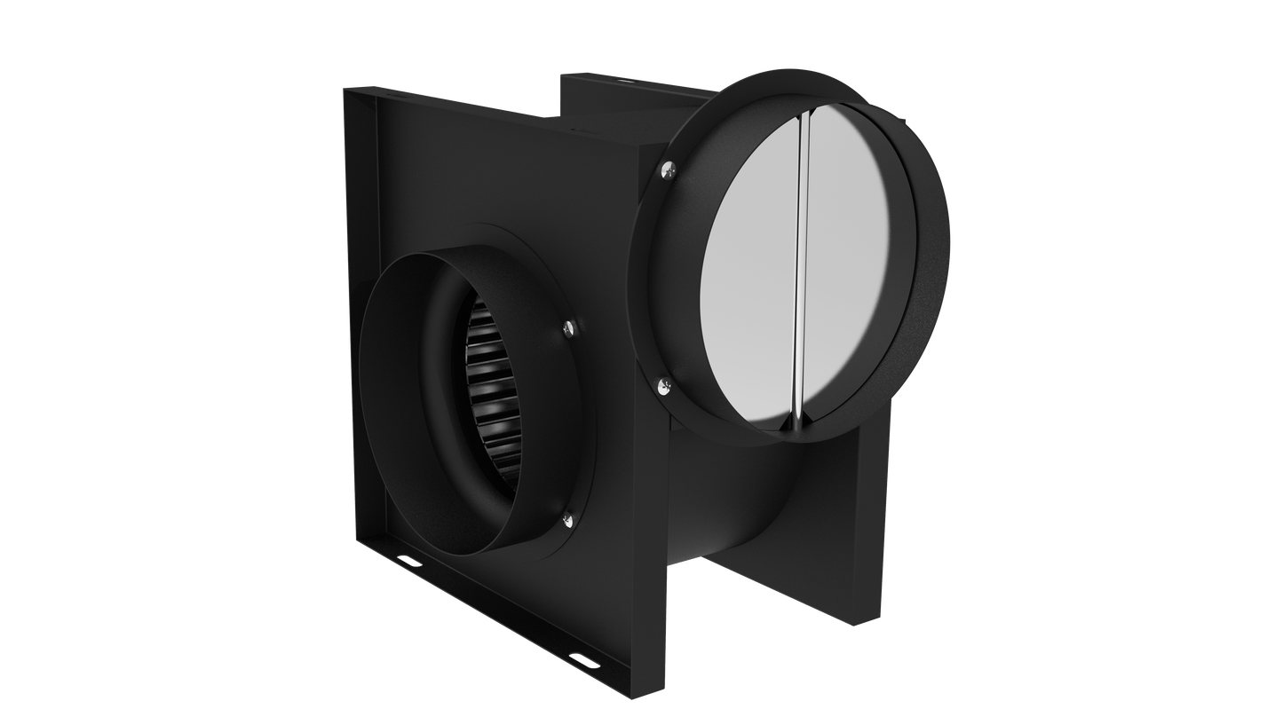 One-in-two, one-in-four split-type centrifugal turbine duct fan with two speeds