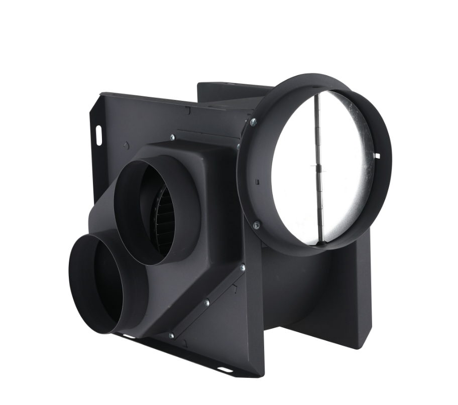 One-in-two, one-in-four split-type centrifugal turbine duct fan with two speeds