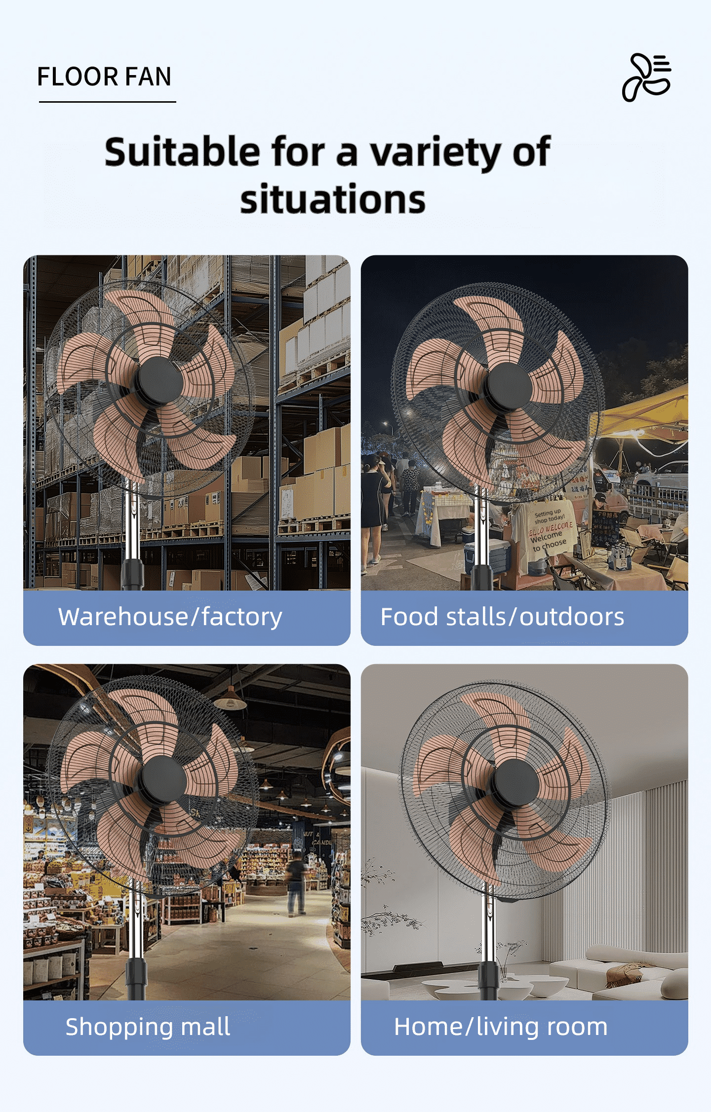 16inch 18inch 20inch Aluminum blade stand fan with strong wind