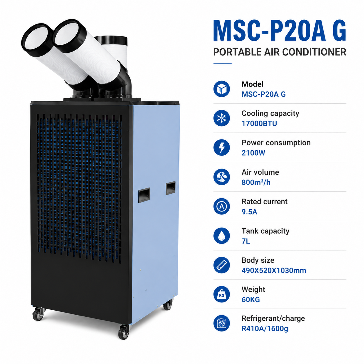 12000 btu double tubes portable air cooler for factory warehouse