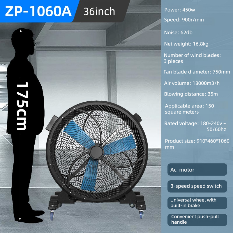 30inch 36inch 43inch 60inch AC DC motor industrial drum fan