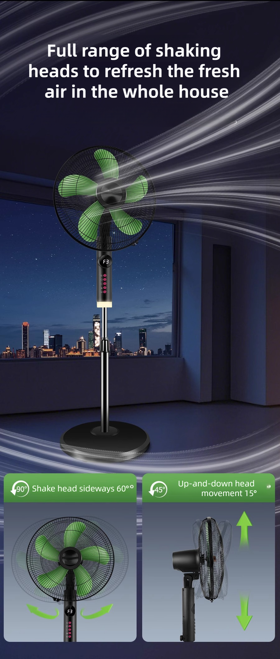 commercial stand fan with mechanical or voice control