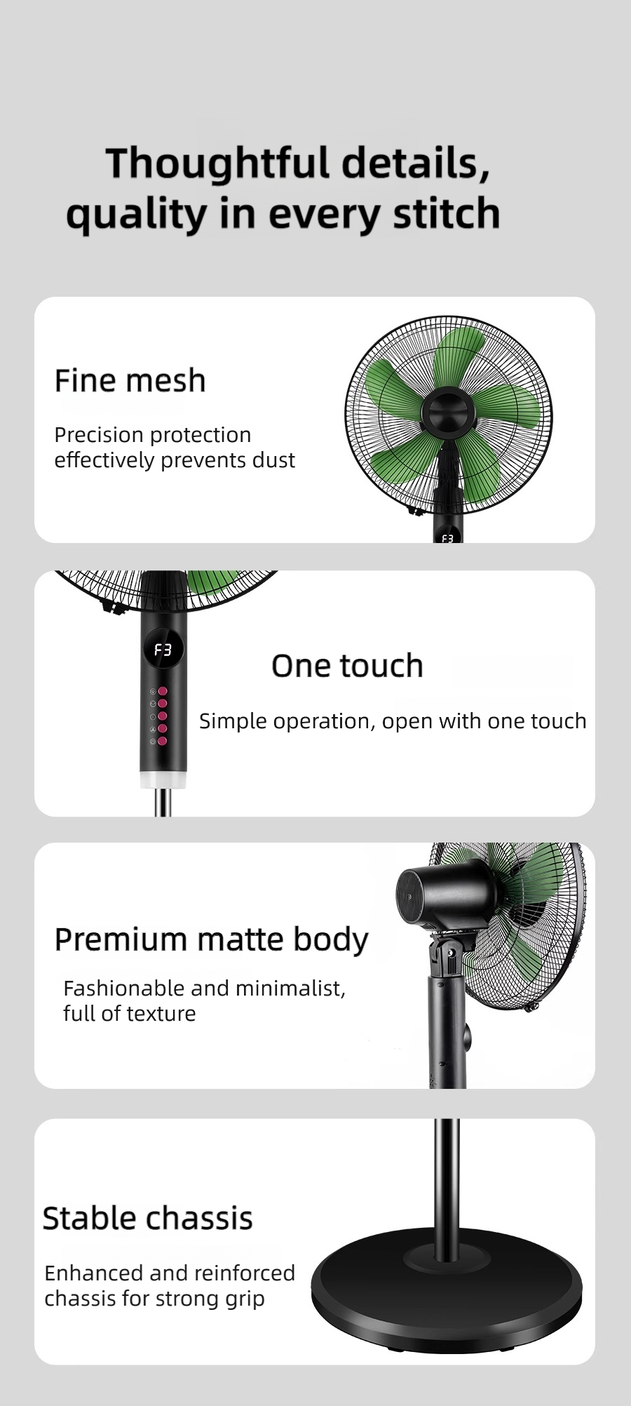 commercial stand fan with mechanical or voice control