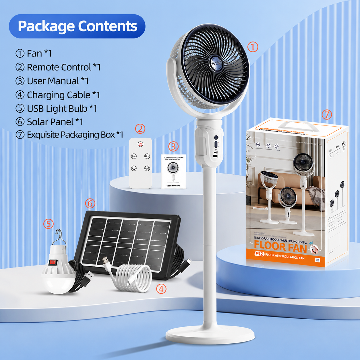 F12 Multifunctional Floor-Standing Circulator Fan