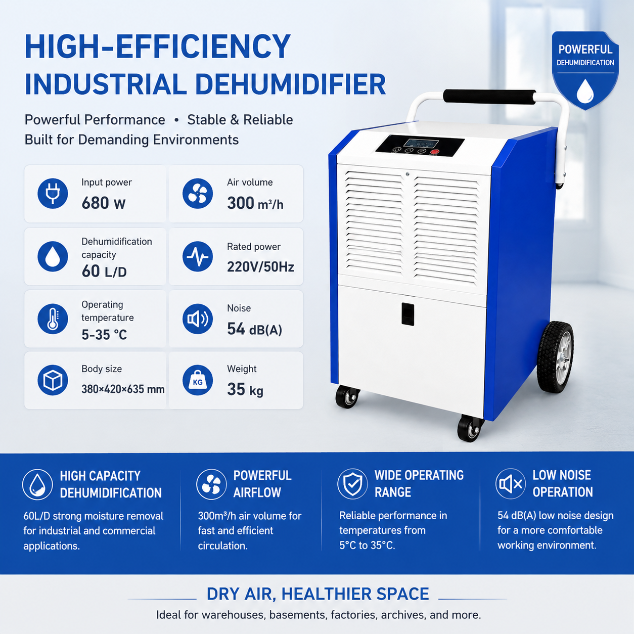 MSC-DG60A1 Industrial Protable Dehumidifier