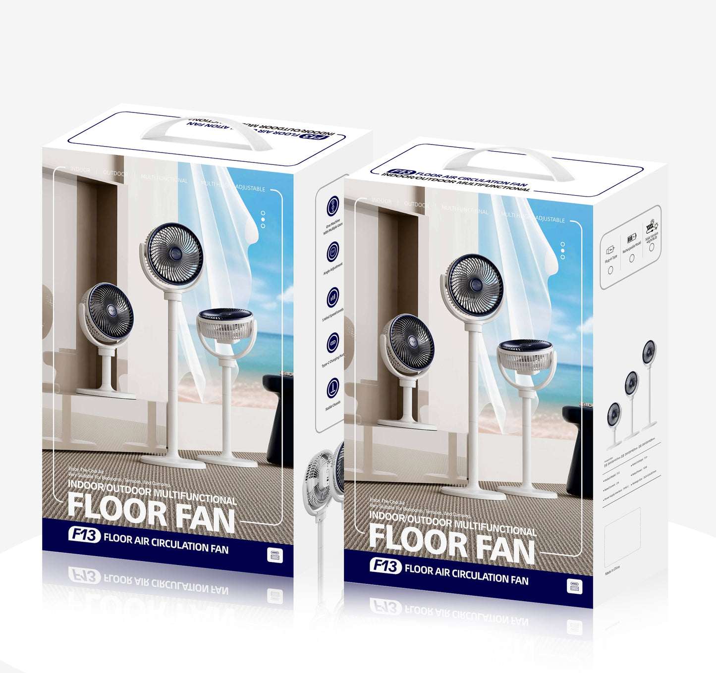 F13 five speeds three-level height adjustment solar stand fan