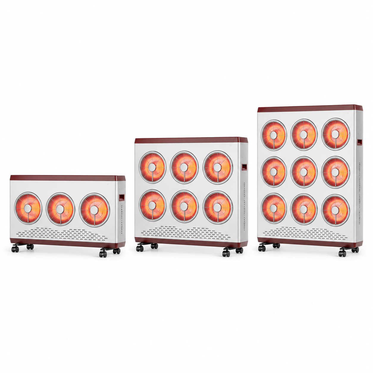 High Power Carbon Crystal Electric Room Heater Horizontal Infrared Heating Panel 3/6/9 Heads Remote Control Thermostat