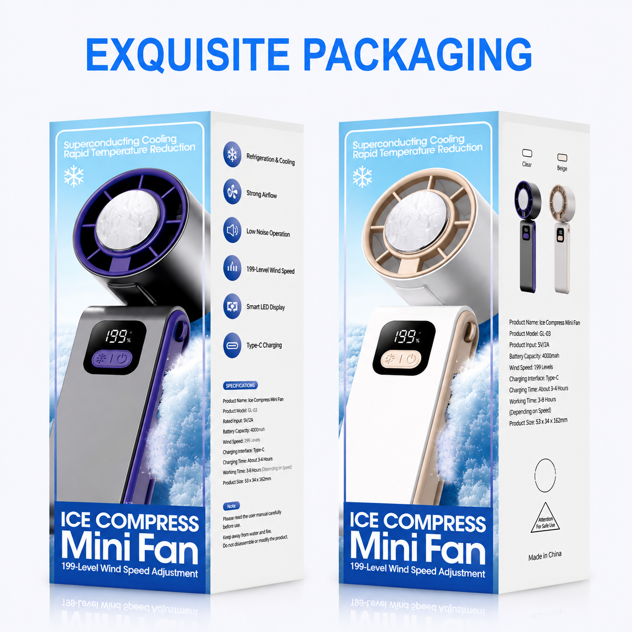 Mini Usb Fan Quiet Operation Rechargeable Fan Hand Wearable Ice Pack Handheld Fan Portable Fan Outdoor Cooling Folding Fan