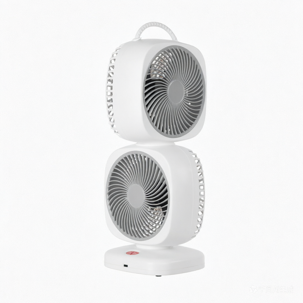 XHS-02 Square Fan – Dual Head  Independent Control 5-Speed-Adjustment Long Battery Life