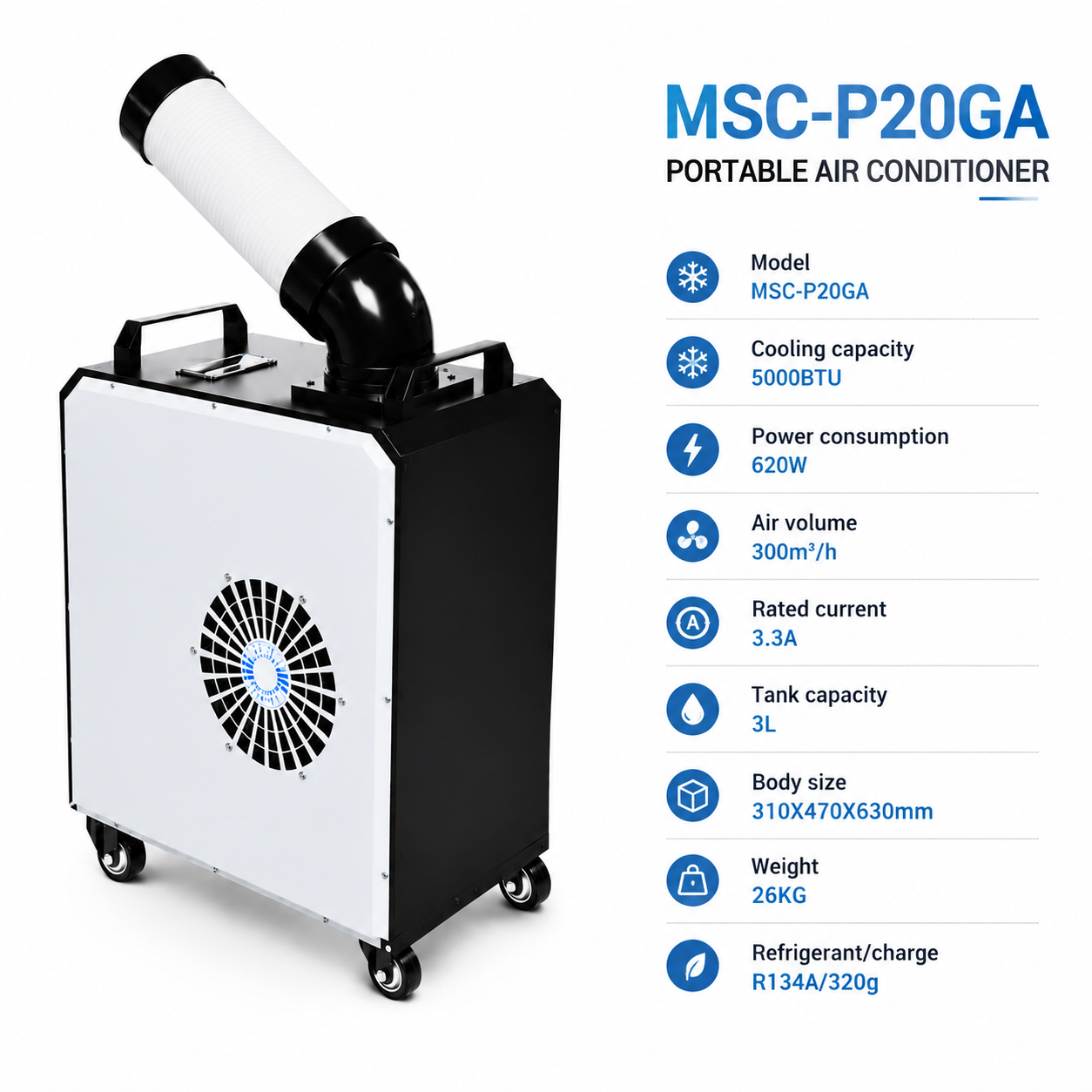 5000BTU mini portable air cooler with strong wind Large Area Spot Cooling For Warehouse Workshop