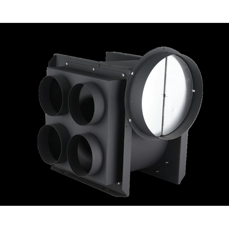 One-in-two, one-in-four split-type centrifugal turbine duct fan with two speeds