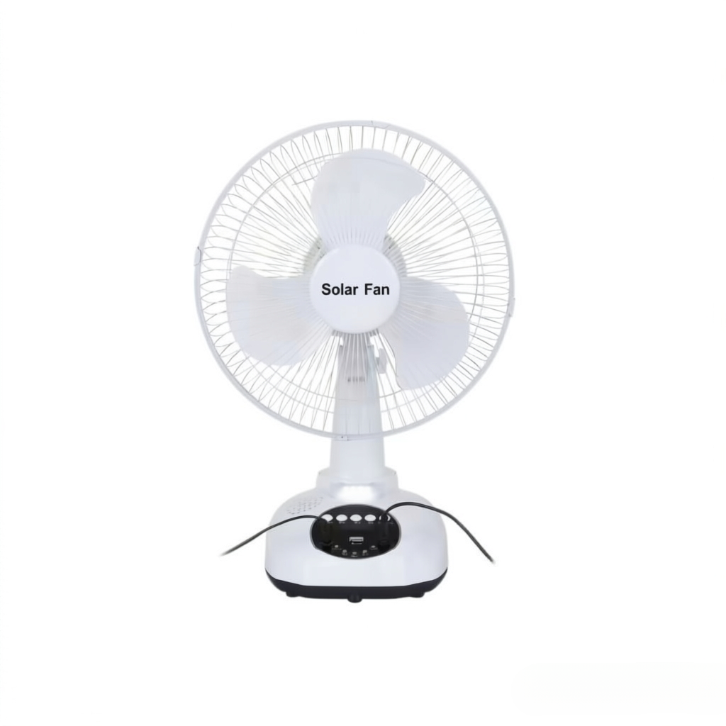 HS-T98   12inch Solar Fan 3-Speed USB & Bulb Light Portable Solar Fan