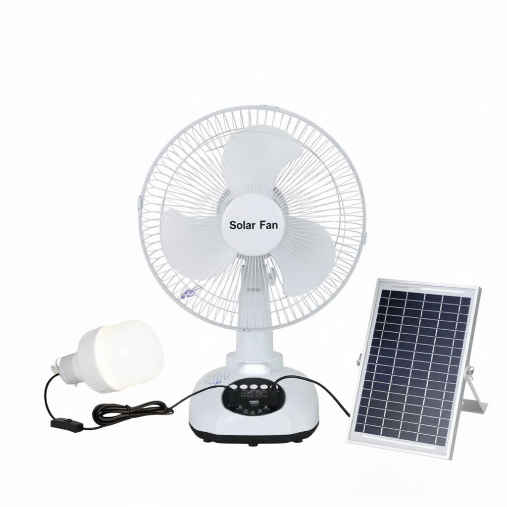 HS-T9 12 inch Solar Music Fan Bluetooth USB  3-Speed w/ Light Solar Fan