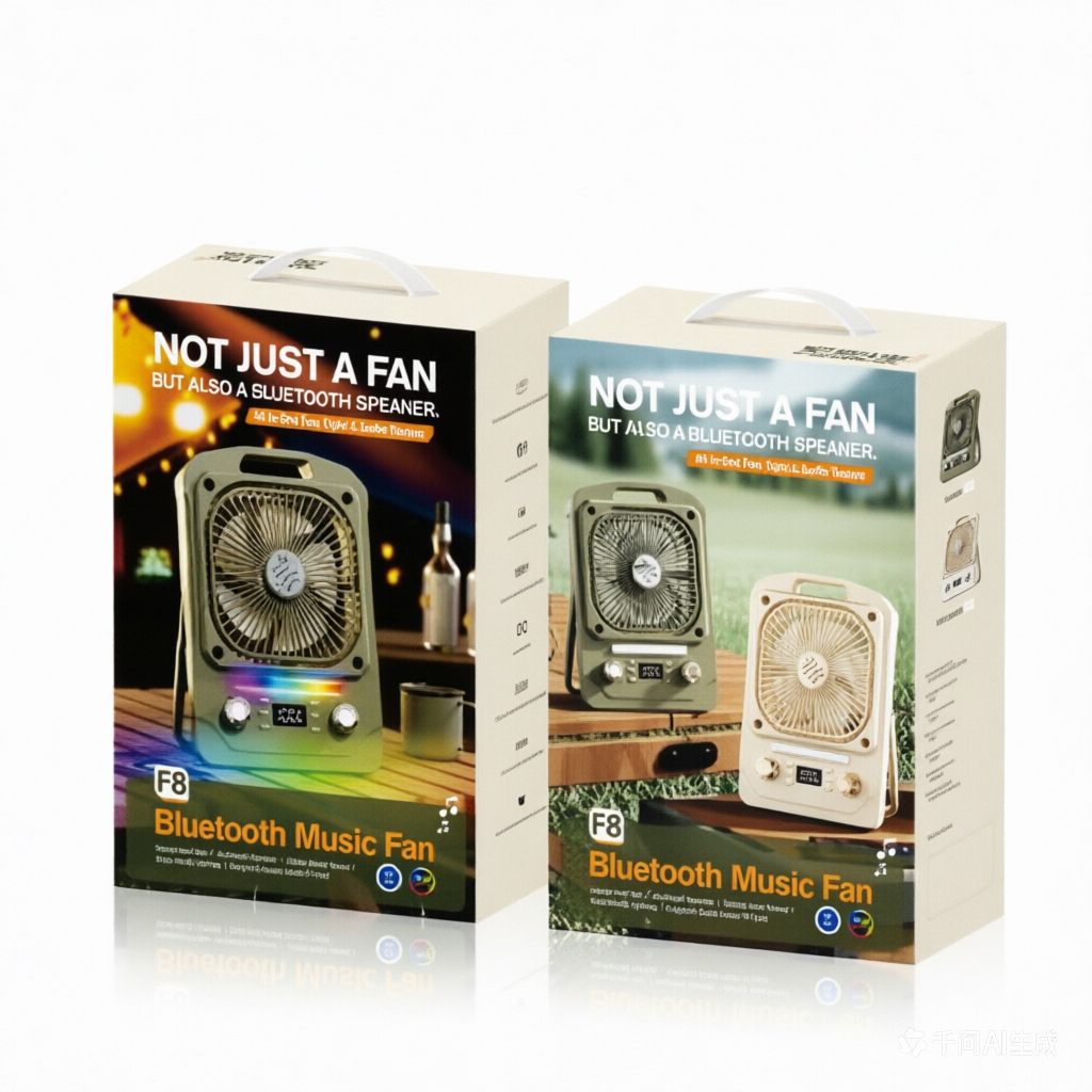 F8 Bluetooth Music Fan 100-Speed LED Light with Timer