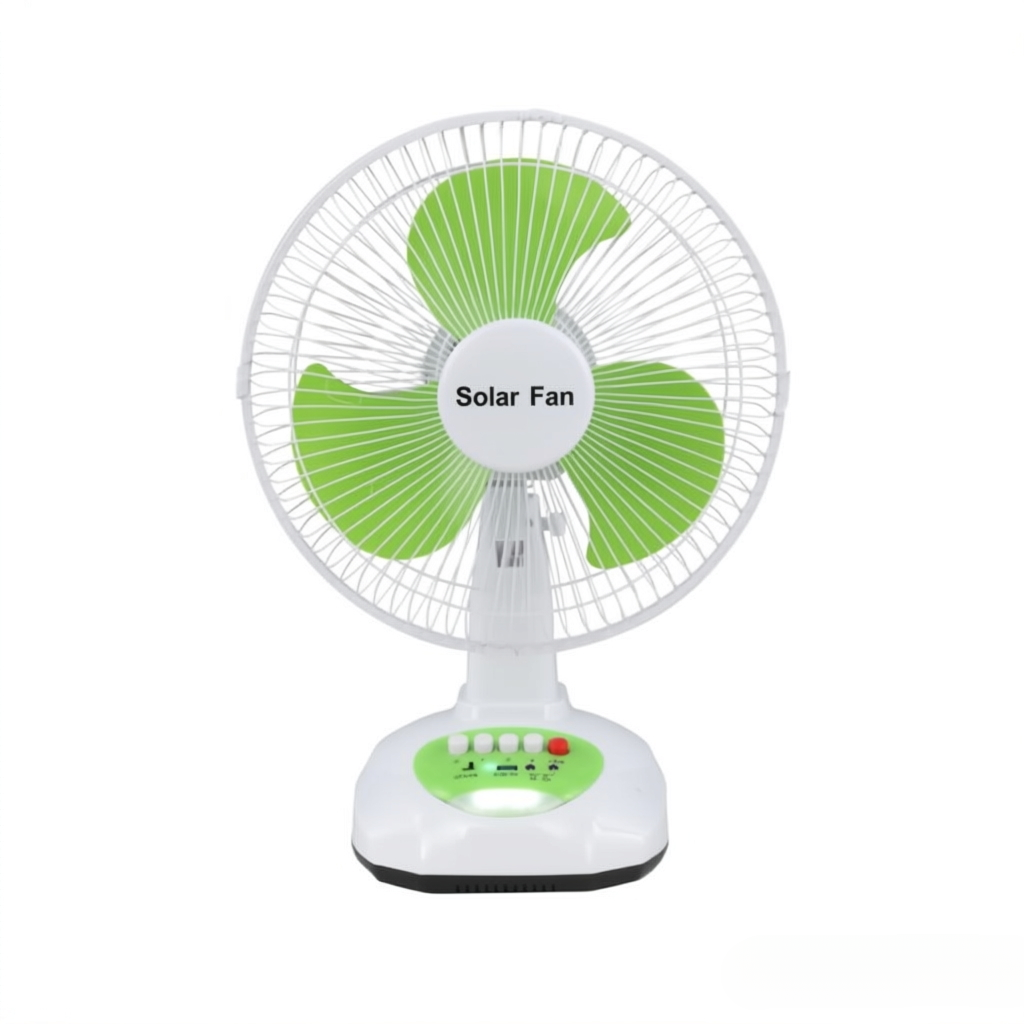 HS-T6 12 inch Solar Fan with LED Light & USB 3-Speed Battery Solar Fan