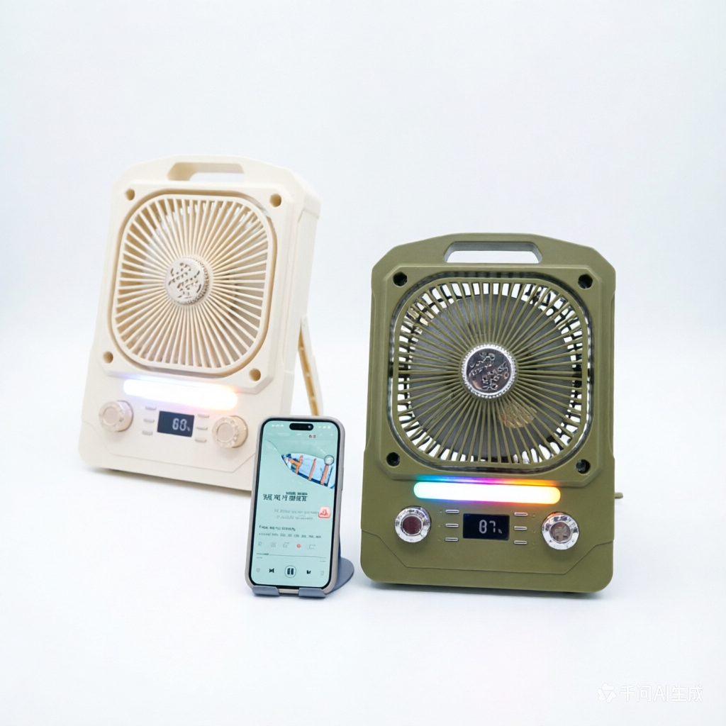 F8 Bluetooth Music Fan 100-Speed LED Light with Timer