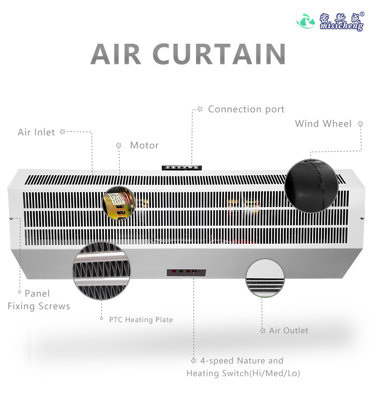 Heating Air Curtain For Seamless Temperature Barrier Perfect For Large Doors Supermarket 180cm