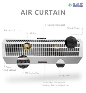 Centrifugal Air Curtain Electromechanical Heating for 3m / 5-6m Height